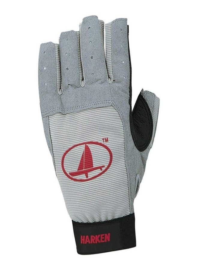 HARKEN قفاز هاركن سبورت كلاسيك بثلاثة أرباع الأصابع، رمادي/أسود/أحمر، مقاس كبير جدًا - Image 1